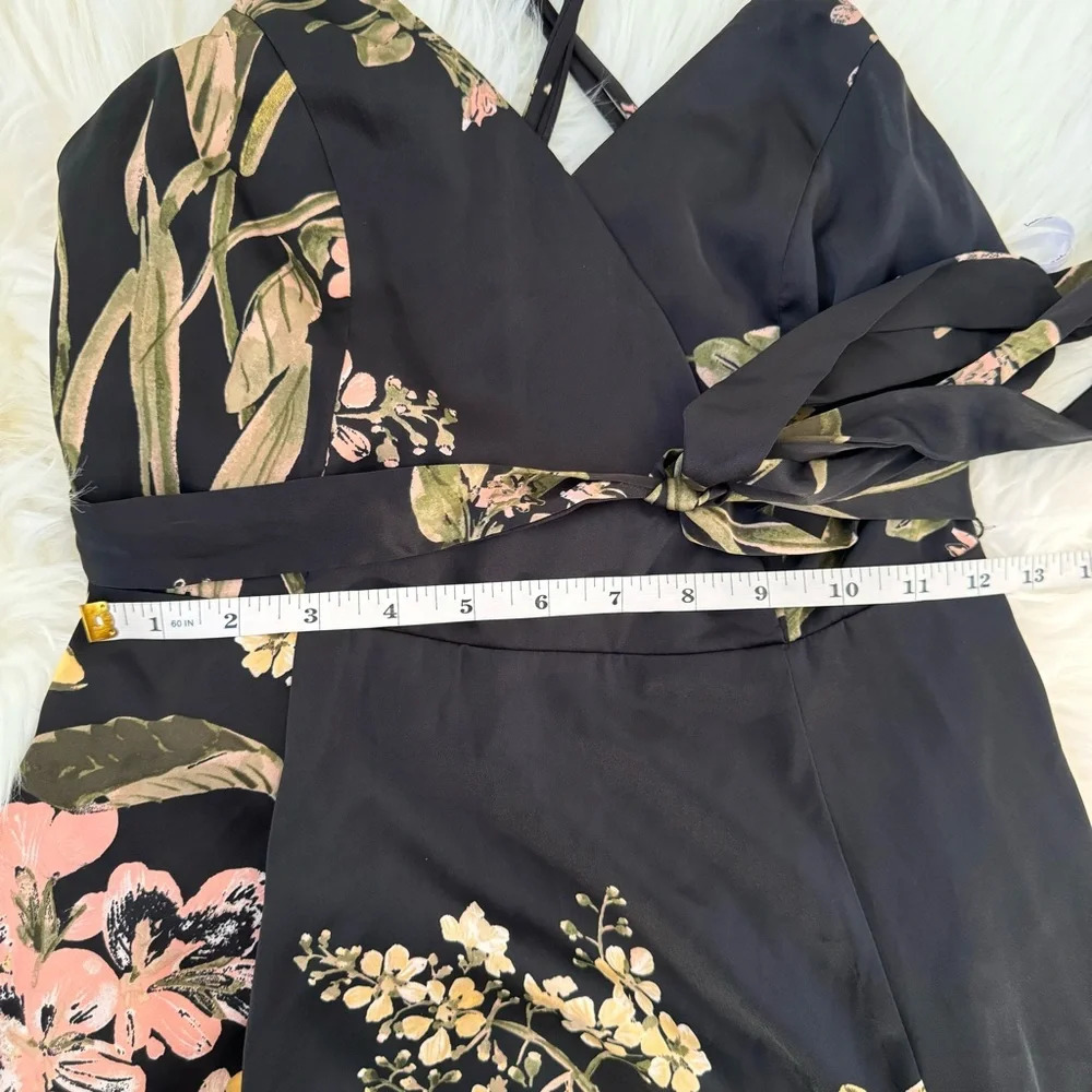 Lulus Still The One Black Floral Print Satin Maxi Dress Small - Picture 5 of 10